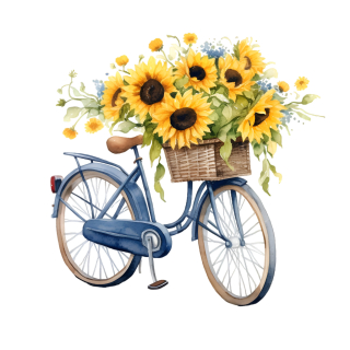 Servetel decorativ 'Bike with sunflowers', 33cm