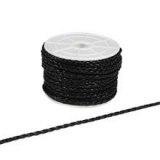 Snur impletit imitatie piele, 3mm, cul.neagra
