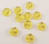 Set de 10 margele in forma de floare, galben-transparent, 10mm