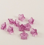 Set de 10 flori din plastic, violet transparent, 8*12mm