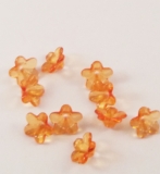 Set de 10 flori din plastic, portocaliu transparent, 8*12mm