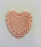 Ornament in forma de inima, brodat, cul.roz, 5cm