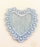 Ornament in forma de inima, brodat, cul.bleu, 5cm