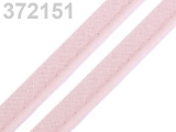 Paspoal din bumbac, cu insertie, roz-pudra, 12mm