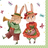 Servetel decorativ 'Rabbit couple', 33cm