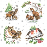 Servetel decorativ 'Winter animals', 33cm