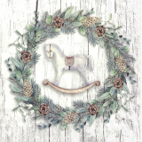 Servetel decorativ 'White Xmas wreath', 33cm