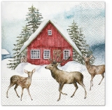 Servetel decorativ 'Red house', 33cm