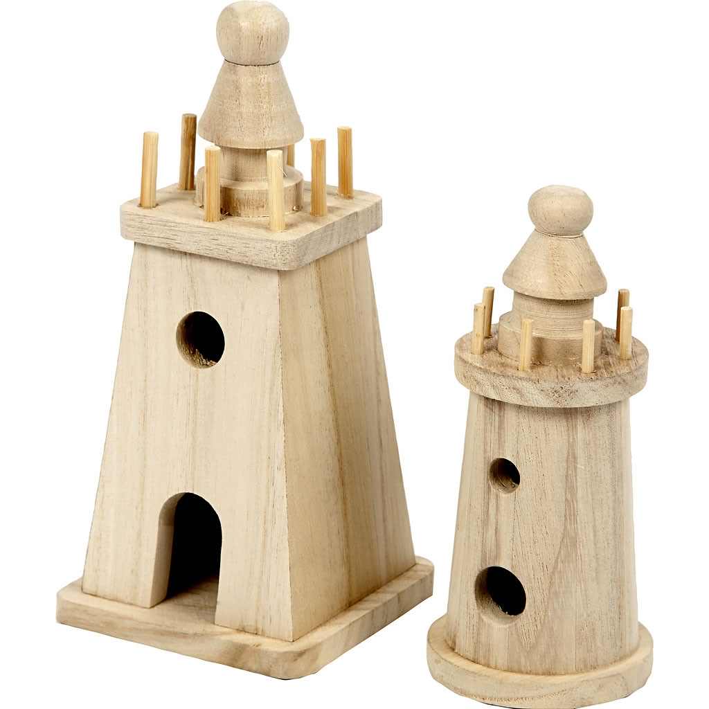 Set de 2 faruri din lemn natur