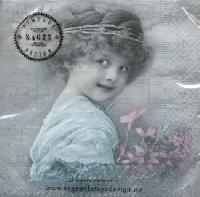 Servetel decorativ 'Turquoise girl', 33cm