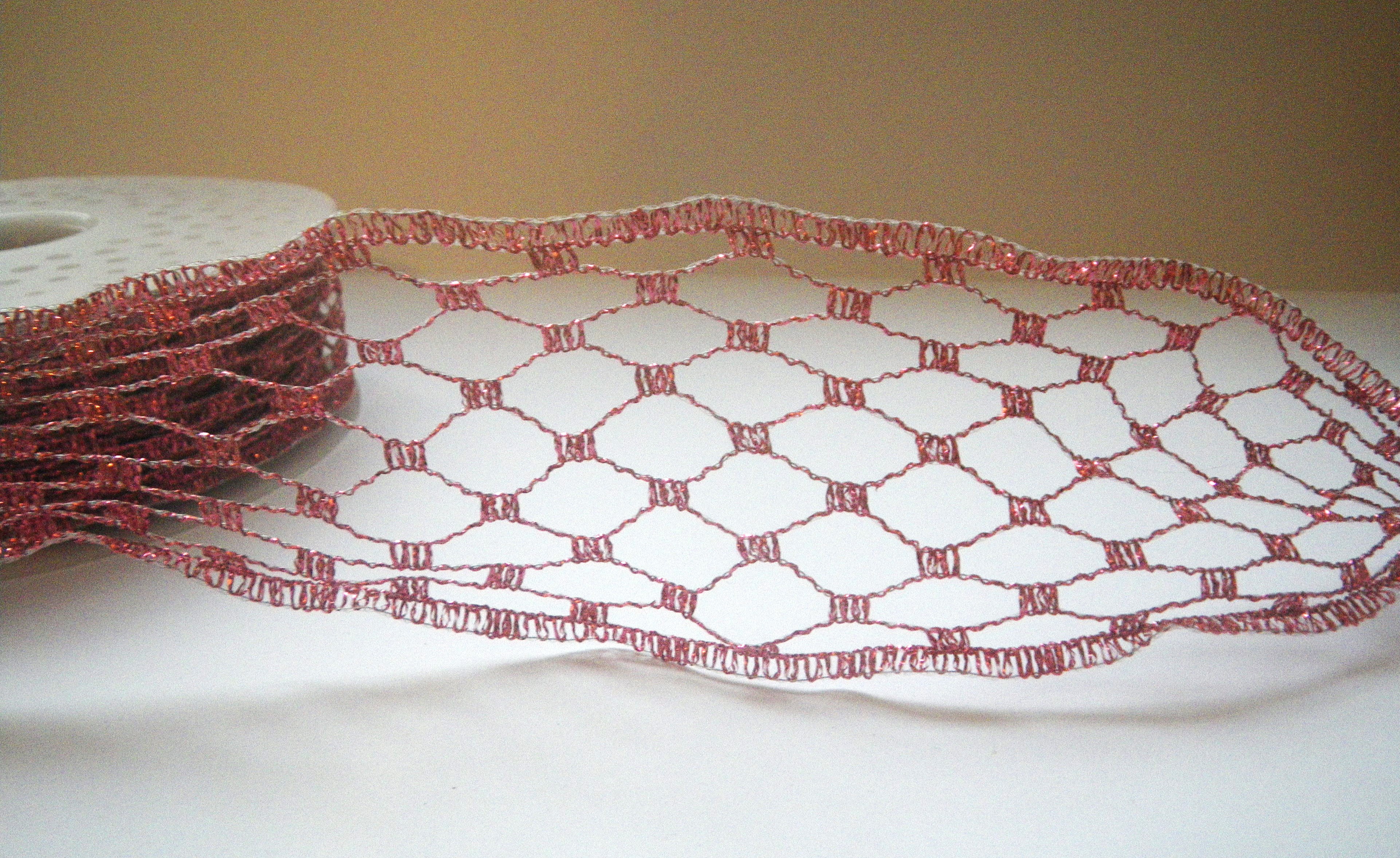 Panglica tip plasa, din lurex, cul.roz
