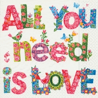 Servetel decorativ 'All you need is love', 33cm