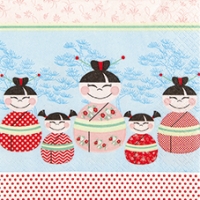 Servetel decorativ 'Happy Asia kids', 33cm