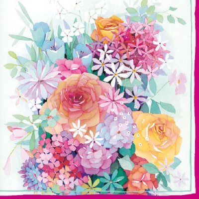 Servetel decorativ 'Colourful roses',33cm