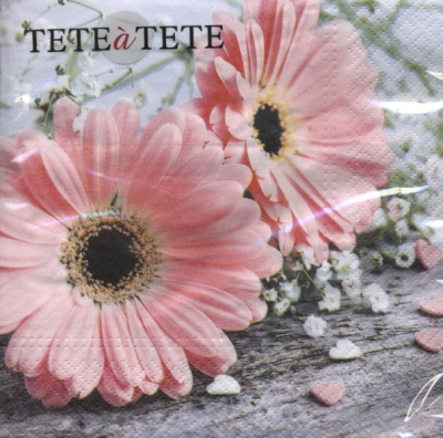 Servetel decorativ 'Pink gerbera', 33cm