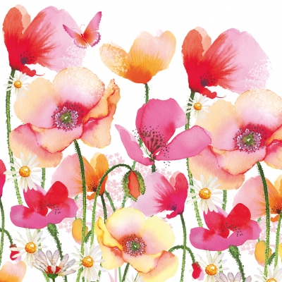 Servetel decorativ 'Aquarell poppies', 25cm