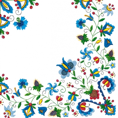 Servetel decorativ 'Blue floral pattern', 33cm