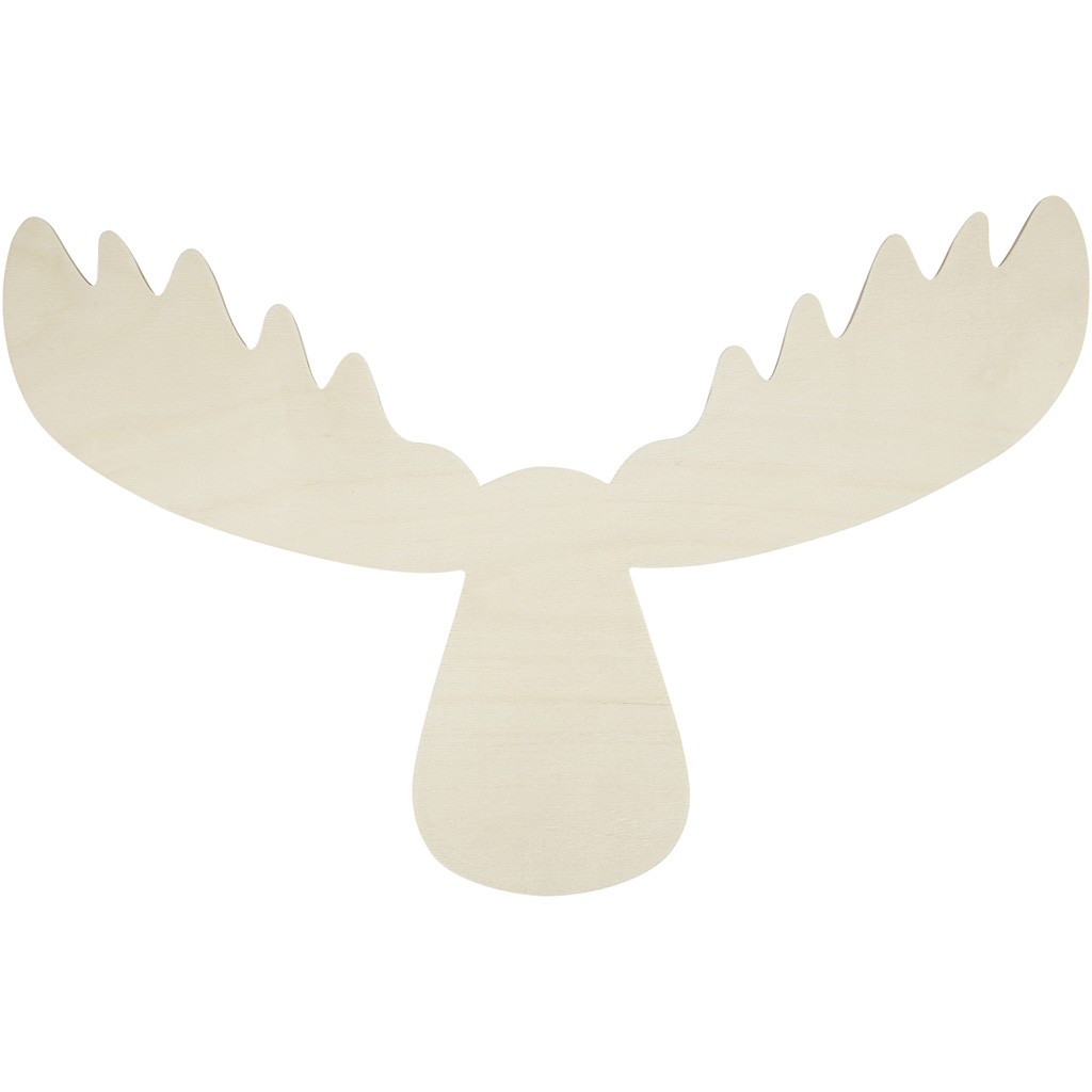Trofeu cap de ren, din lemn natur, 54cm