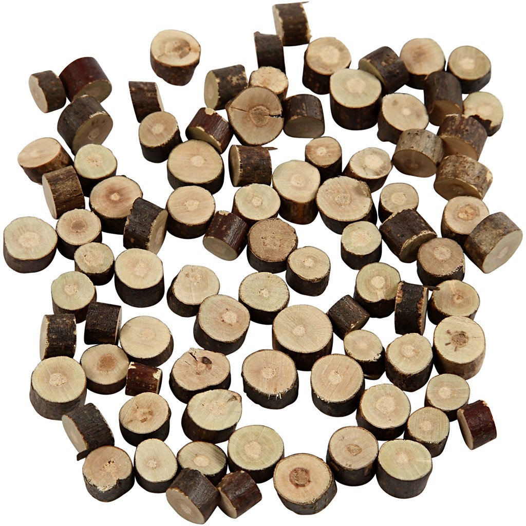 Set de mini-felii din lemn, 50g, 5-10mm