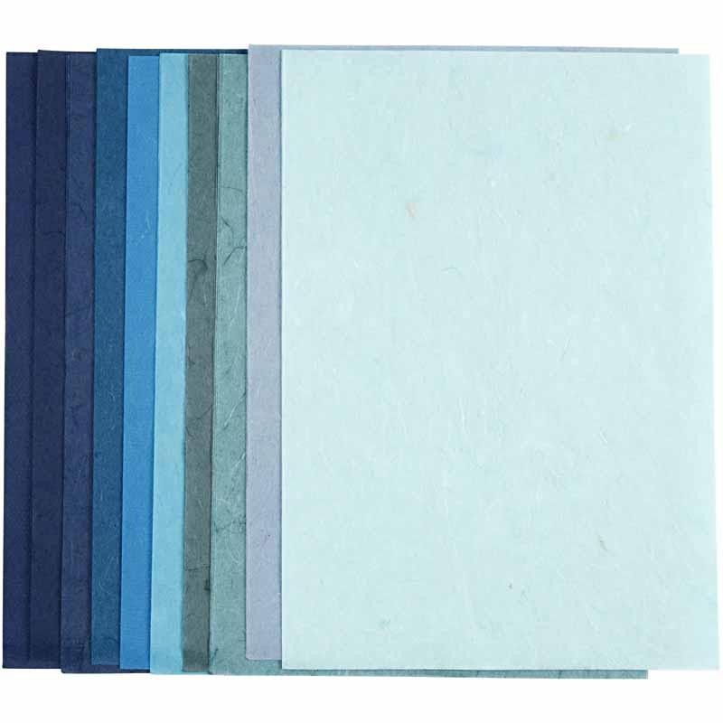 Set de 10 hartii decorativ, nuante de  albastru, 21*30cm