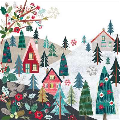 Servetel decorativ 'X-mas village', 33cm