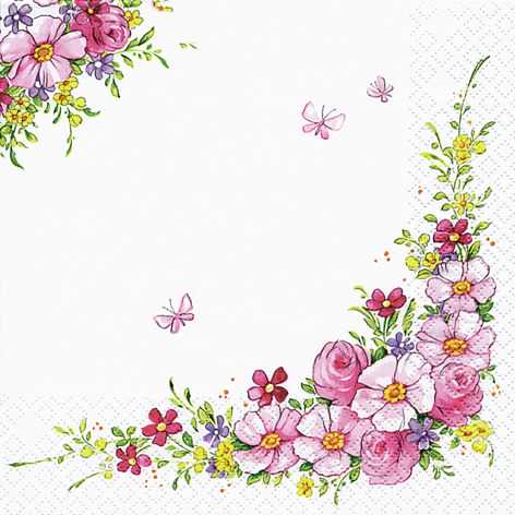 Servetel decorativ 'Cute flowers', 33cm