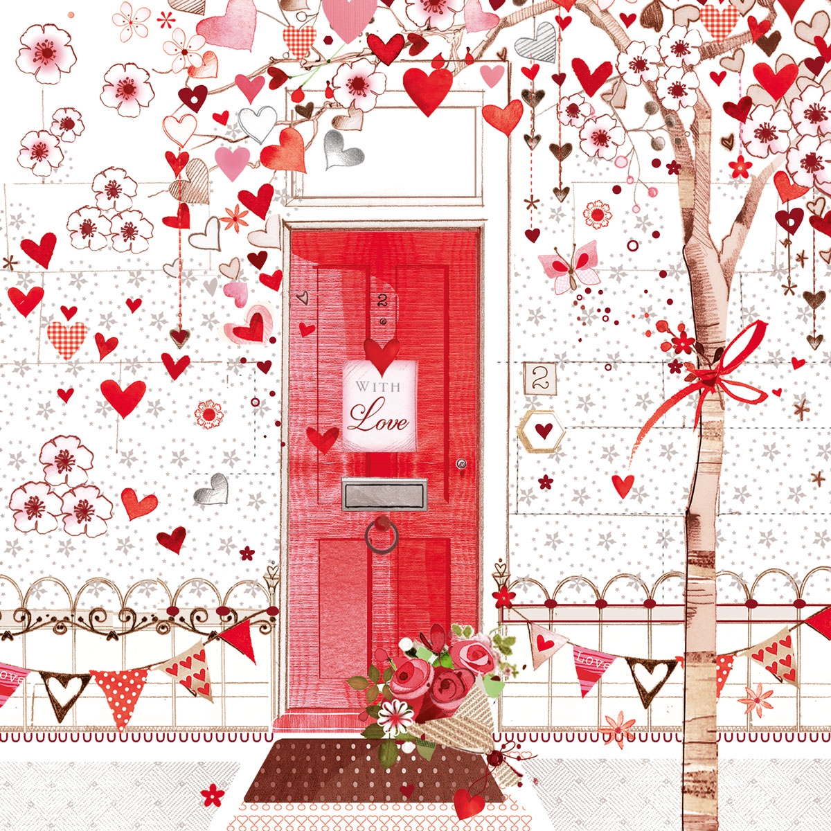 Servetel decorativ 'Heart tree', 33cm