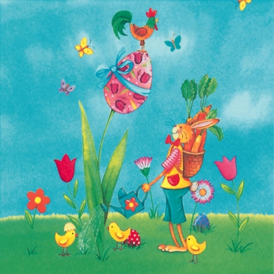 Servetel decorativ 'Pasqua in giardino', 33cm