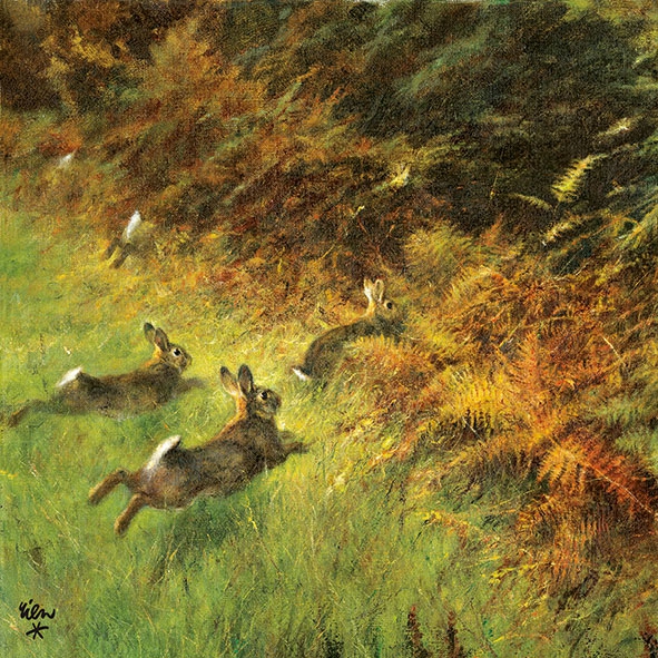 Servetel decorativ 'Running rabbits', 33cm