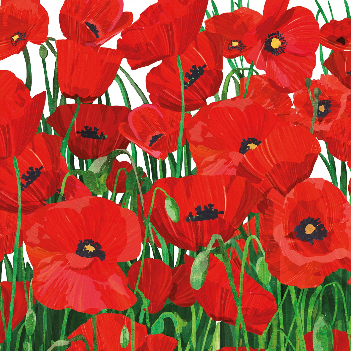 Servetel decorativ 'Red poppies', 33cm