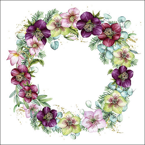 Servetel decorativ 'Christmas rose wreath', 33cm