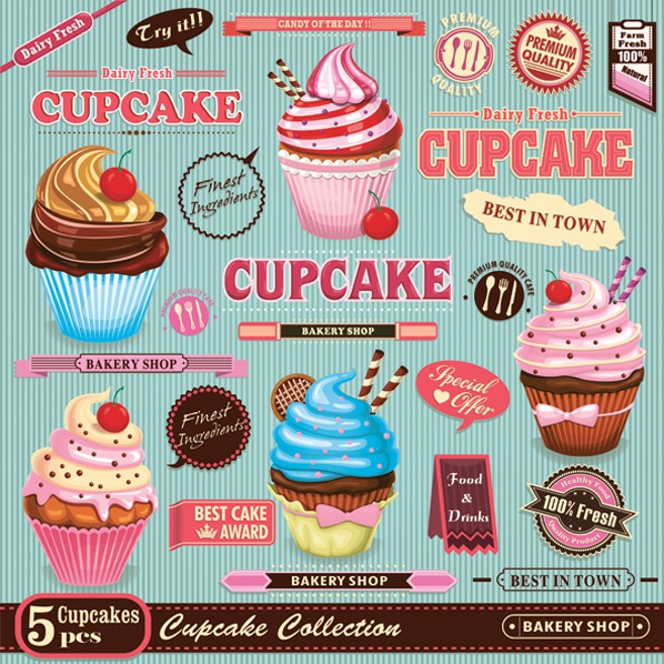 Servetel decorativ 'Vintage cupcake', 33cm