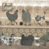 Servetel decorativ "Modern chickens brown", 33cm