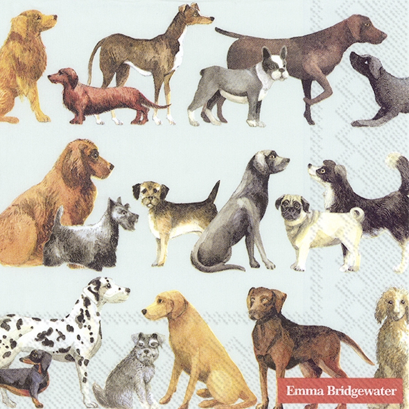 Servetel decorativ 'Dogs blue', 33cm