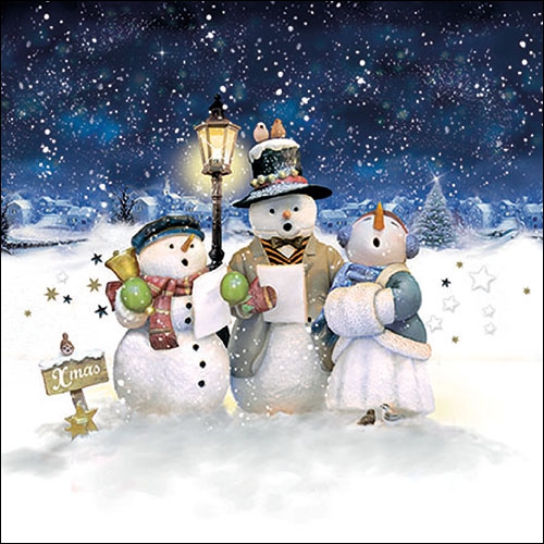 Servetel decorativ 'Singing snowmen', 33cm