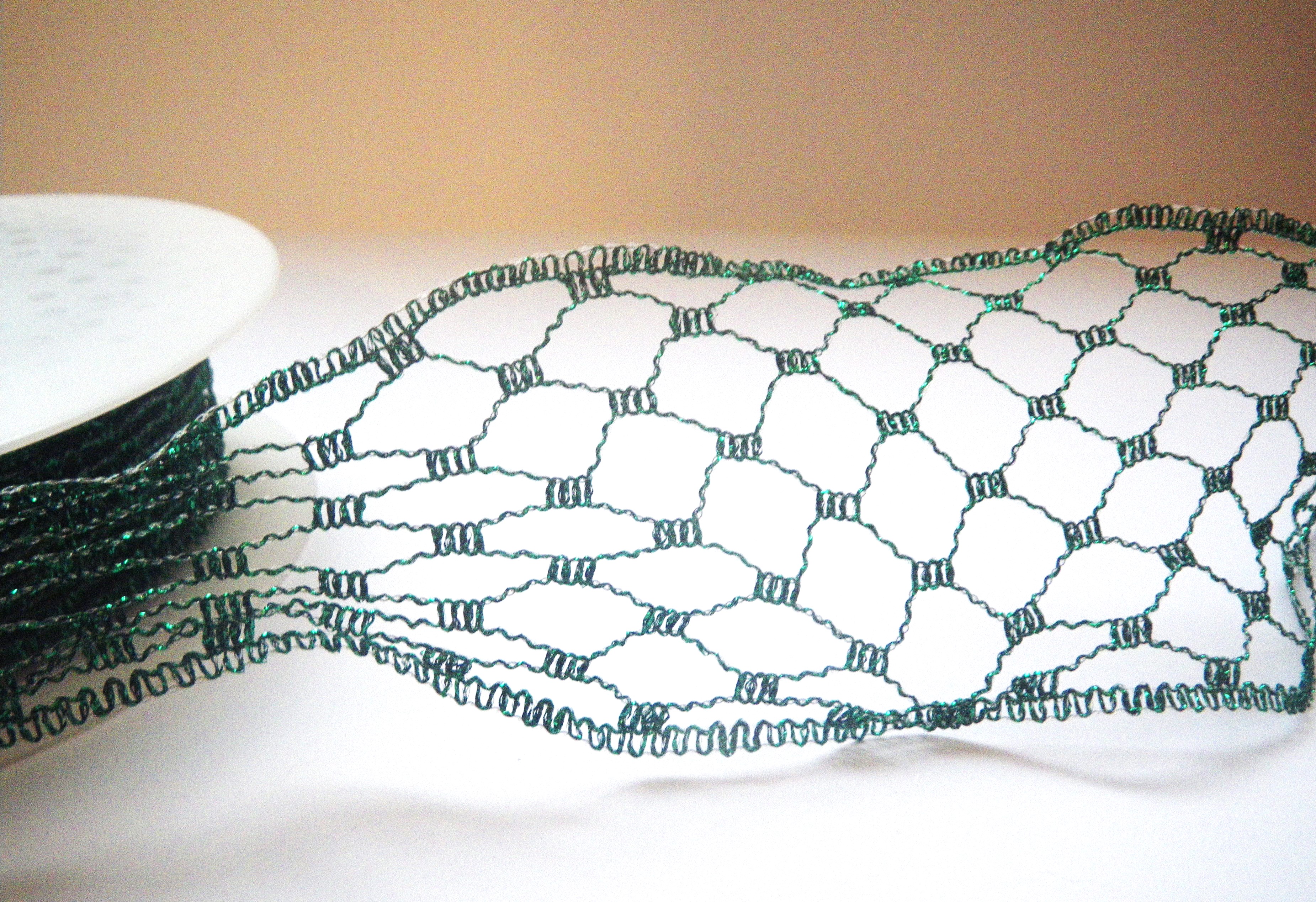 Panglica tip plasa, din lurex, cul.verde-brad