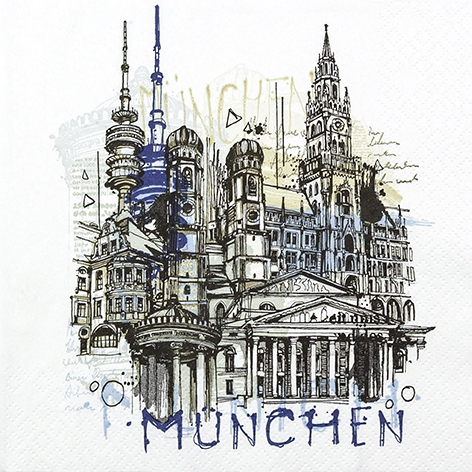 Servetel decorativ 'Munchen graphic', 33cm