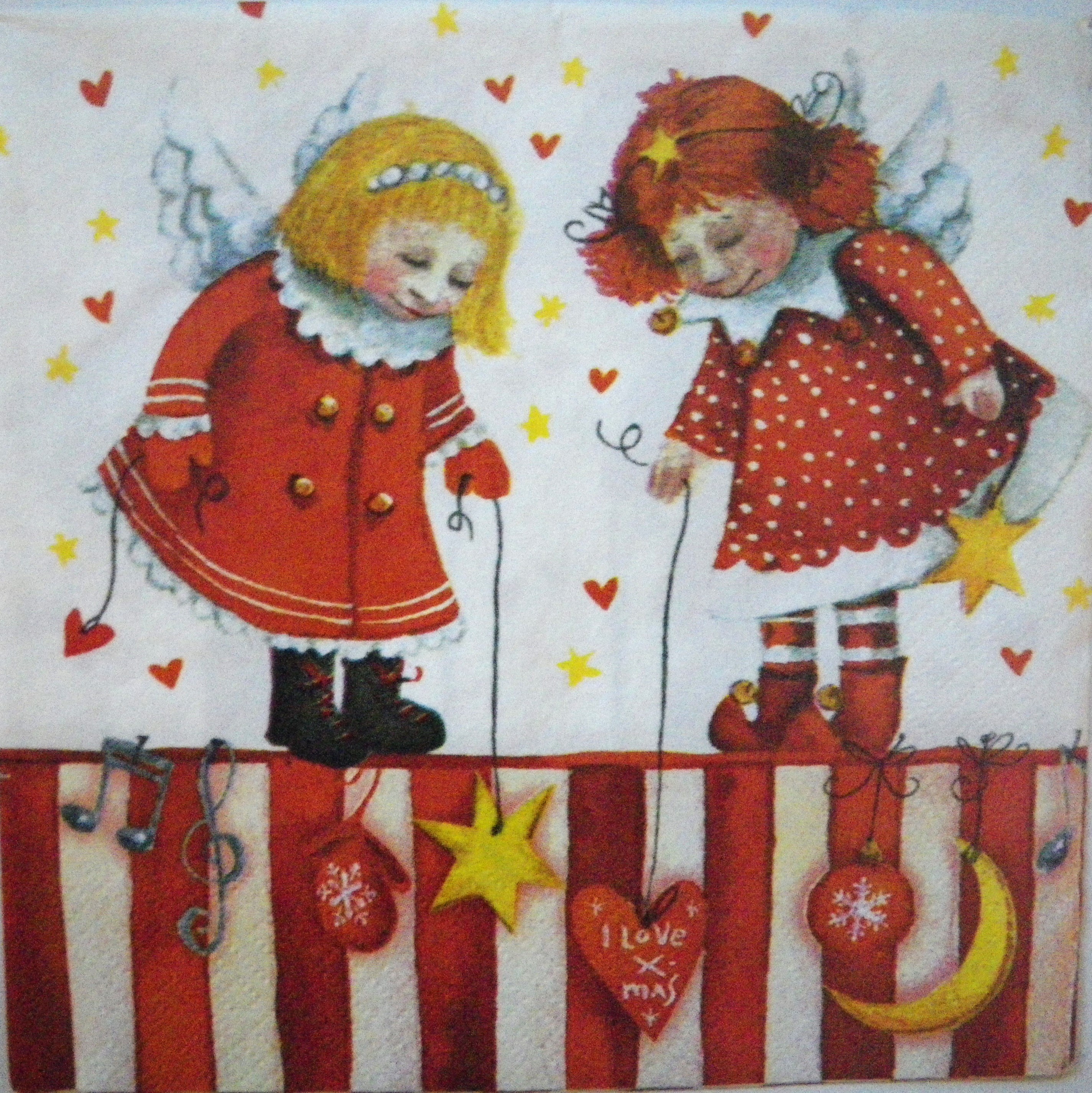 Servetel decorativ 'Playing angels', 33cm