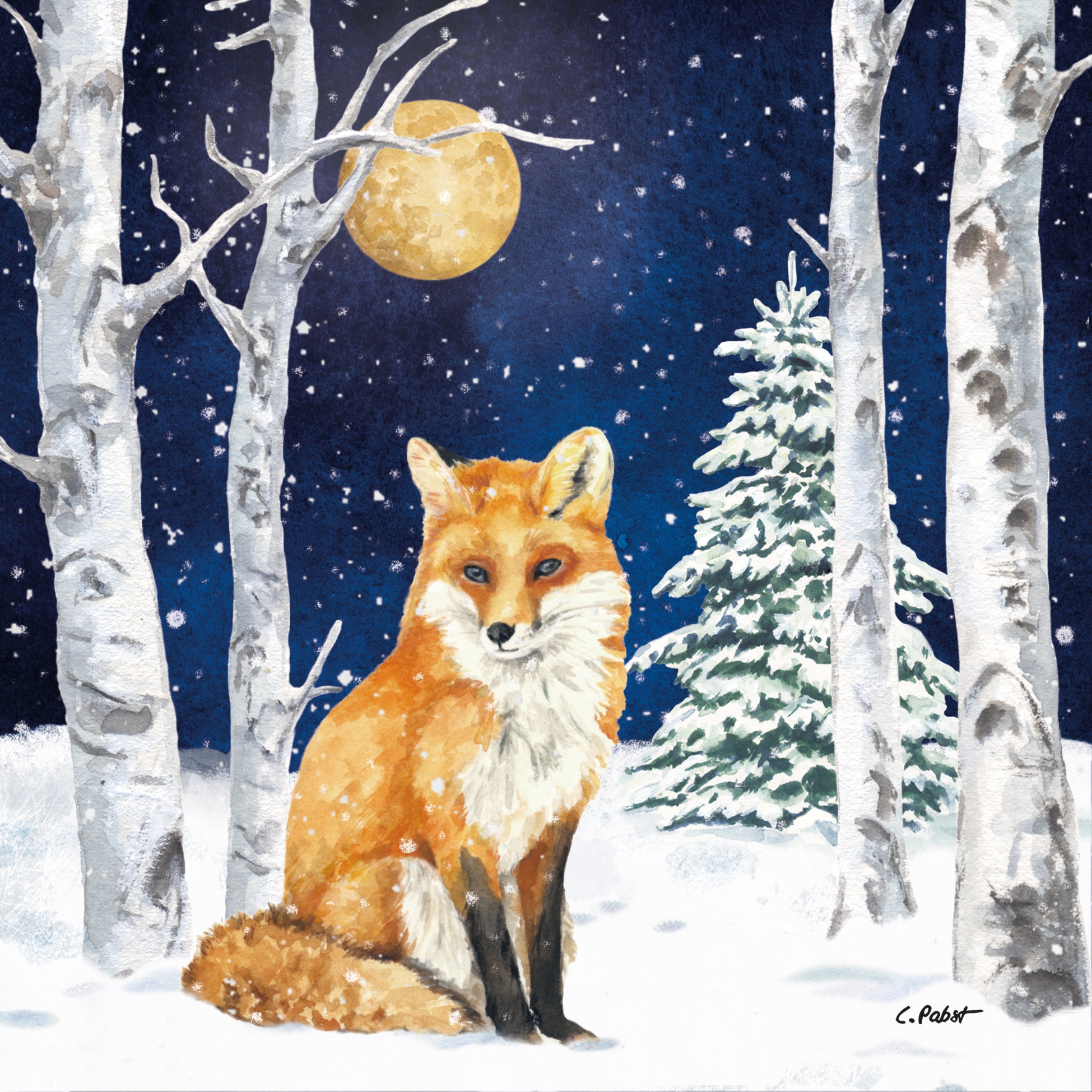 Servetel decorativ 'Winter fox', 33cm