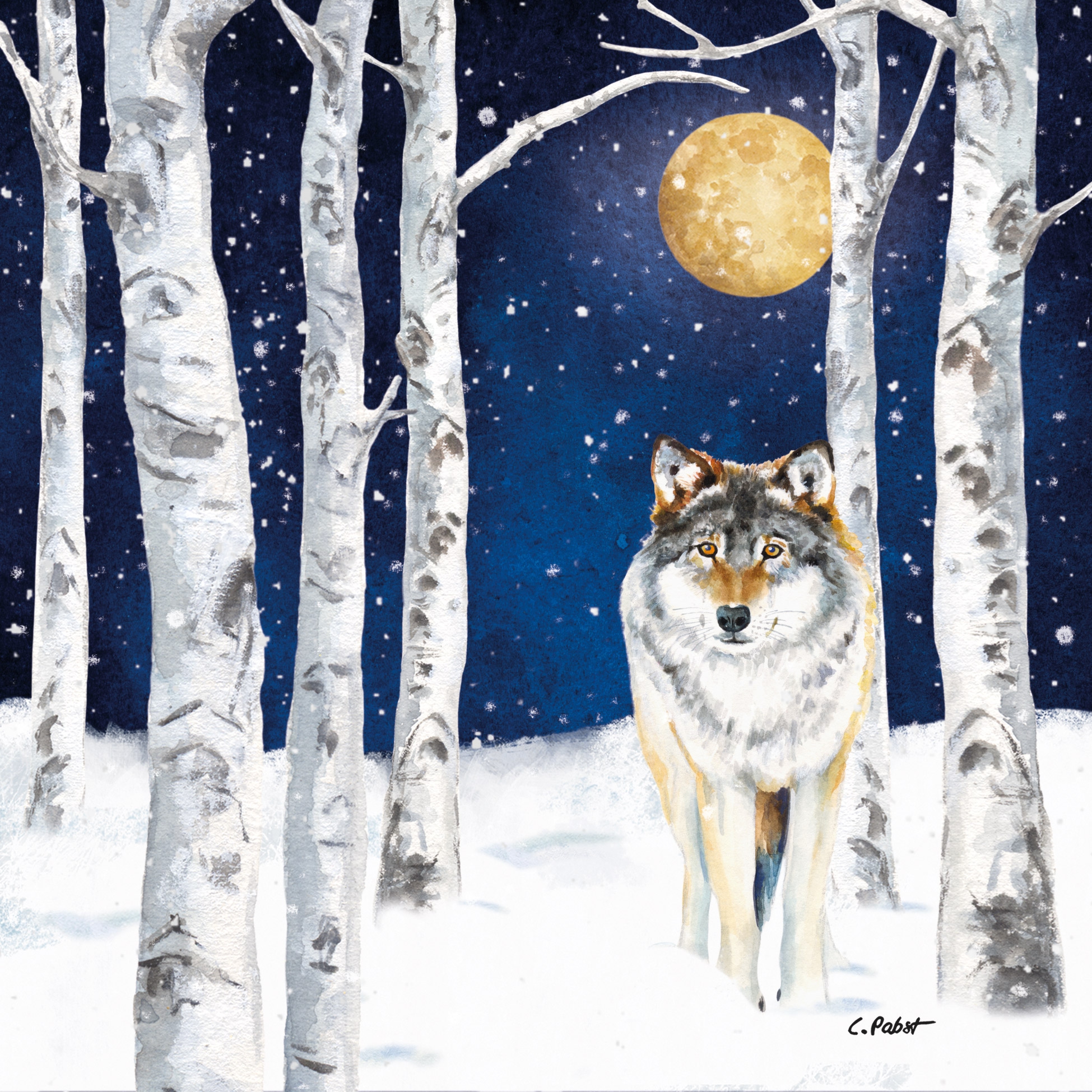 Servetel decorativ 'Winter wolf', 33cm