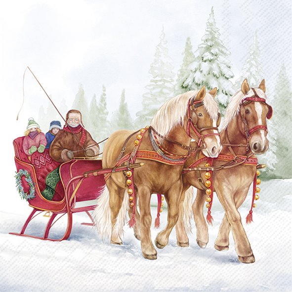 Servetel decorativ 'Sleigh ride', 33cm