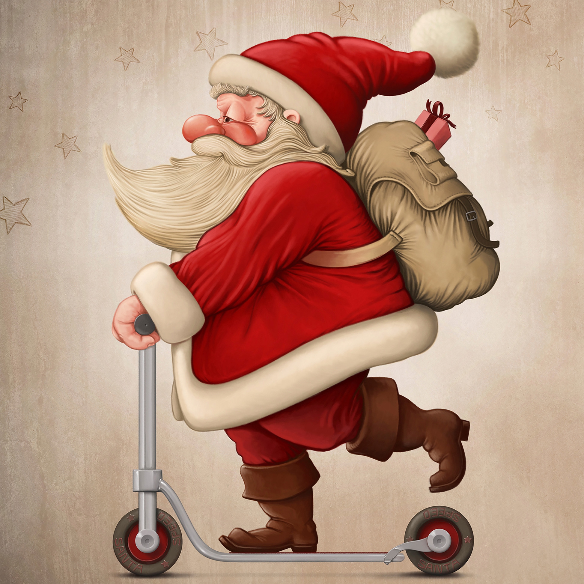Servetel decorativ 'Santa on scooter', 33cm