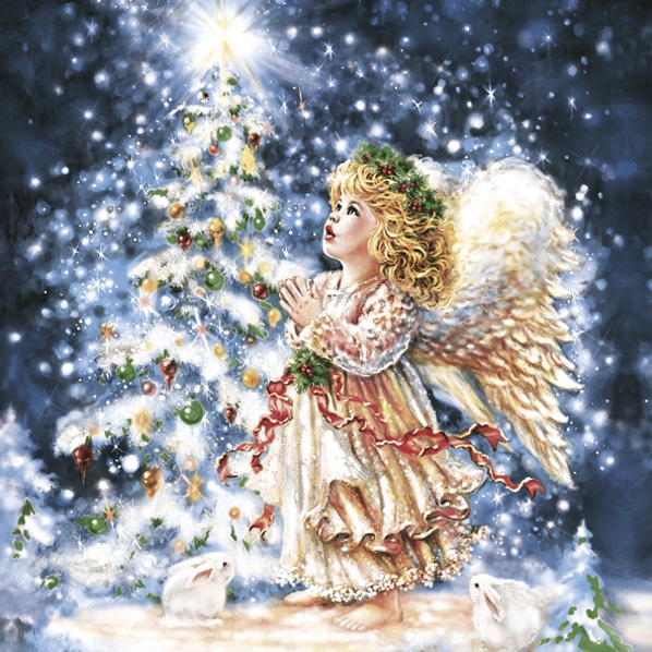 Servetel decorativ 'Xmas angel', 33cm