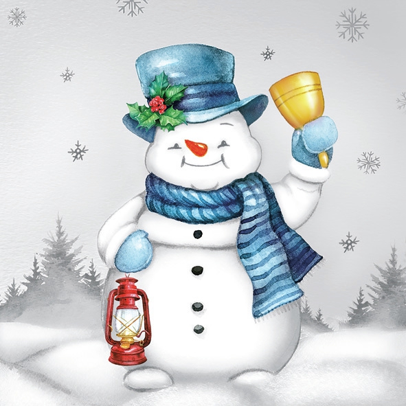 Servetel decorativ 'Joyful snowman', 33cm
