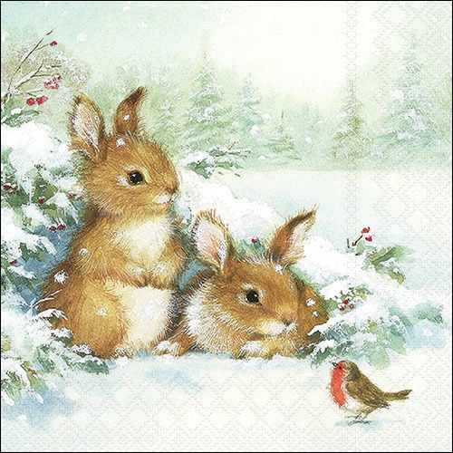 Servetel decorativ 'Friends in snow', 33cm