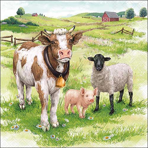 Servetel decorativ 'Farm animals', 33cm