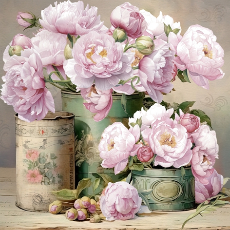 Servetel decorativ 'Vintage peony', 33cm