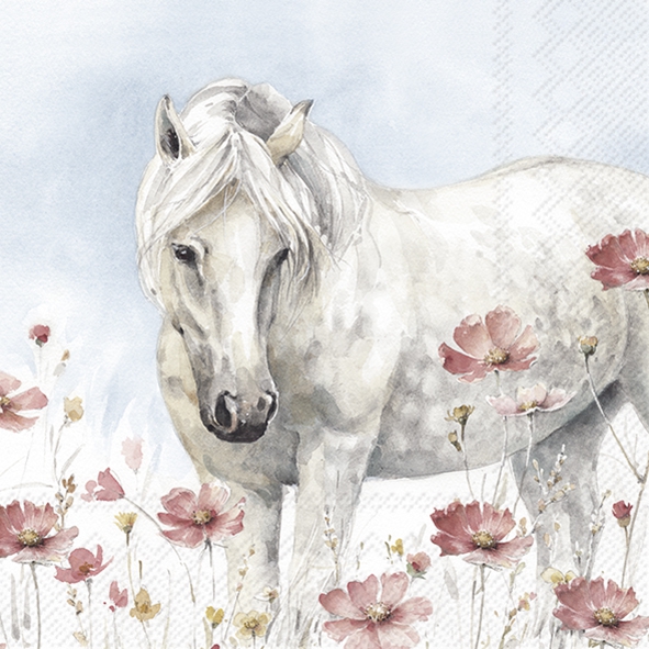 Servetel decorativ 'White horse', 33cm