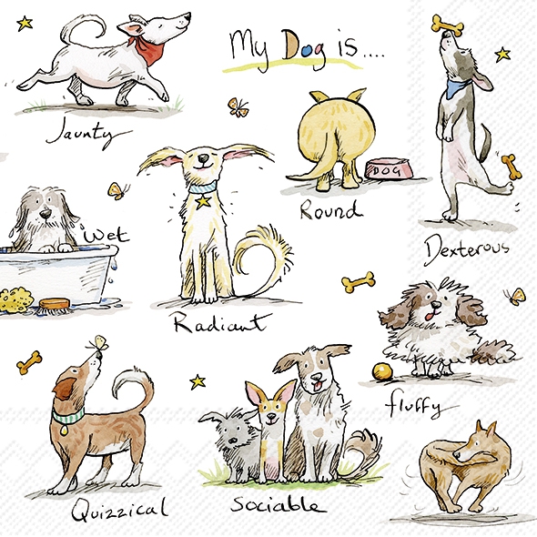 Servetel decorativ 'Emotion dogs', 33cm