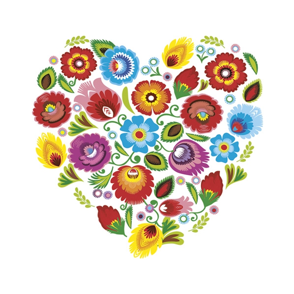 Servetel decorativ 'Folk heart', 33cm